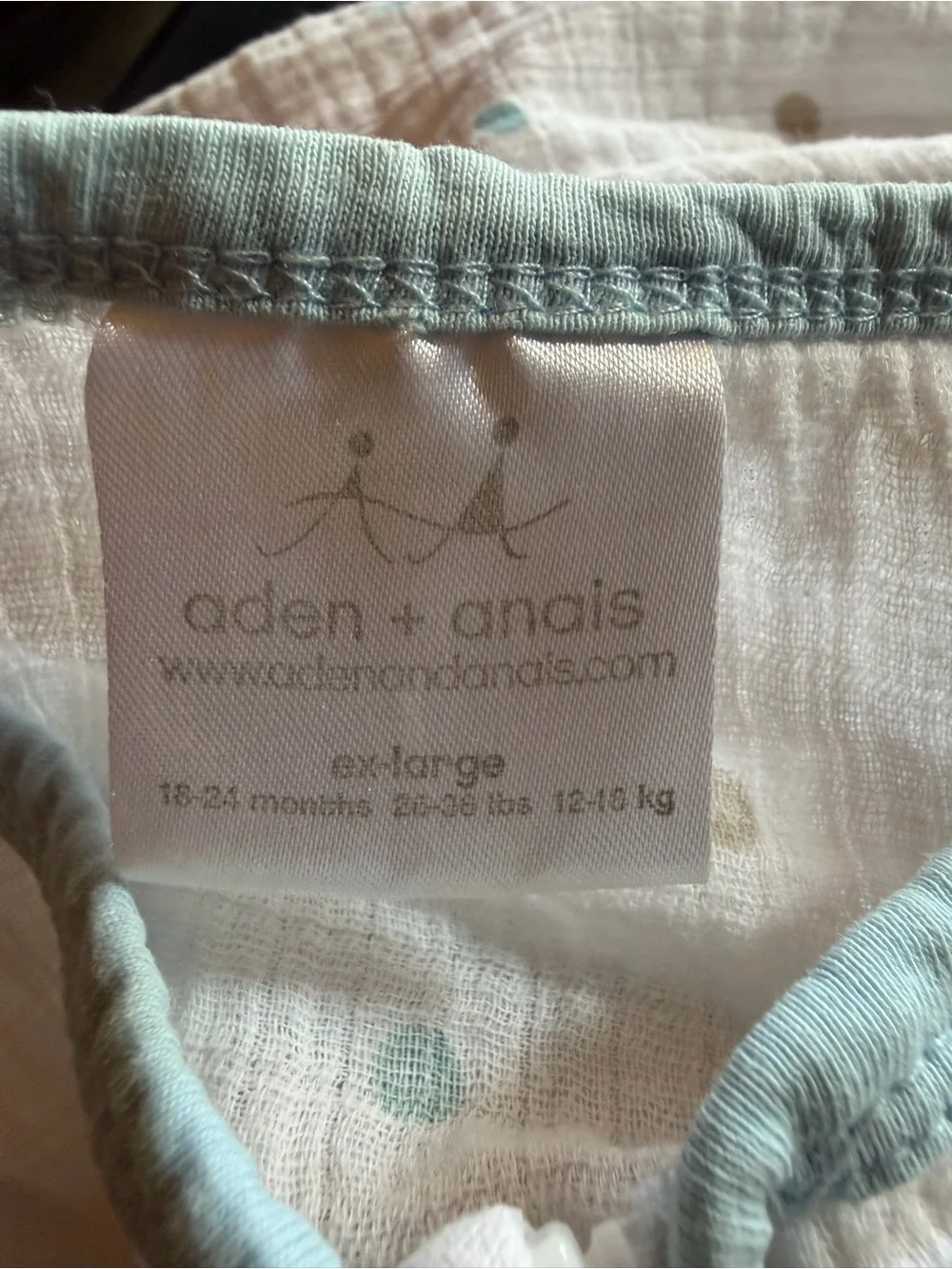 aden + anais Classic Muslin Sleep Sack Wearable Blanket Blue Polka Dot XL 18 24